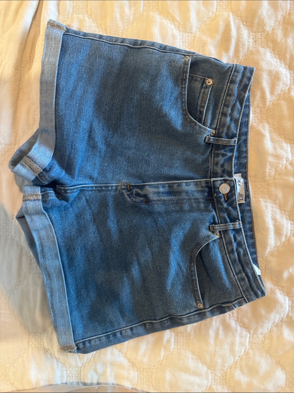 Dex Mid-Rise Blue Cuffed Denim Shorts